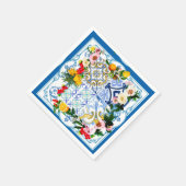 タイル、地中海のマジョリカ、シチリアスタイル スタンダードカクテルナプキン (角)