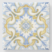 タイル、地中海のマジョリカ、シチリアスタイル ストーンコースター (正面)