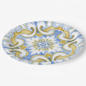 タイル、地中海のマジョリカ、シチリアスタイル     ペーパープレート (アングル)