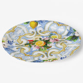 タイル、地中海のマジョリカ、シチリアスタイル     ペーパープレート (アングル)