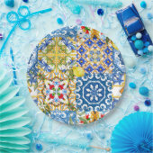 タイル、地中海のマジョリカ、シチリアスタイル ペーパープレート (パーティー)