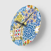 タイル、地中海のマジョリカ、シチリアスタイル ラウンド壁時計 (傾斜)