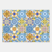 タイル、地中海のマジョリカ、シチリアスタイル ラッピングペーパーシート (正面)