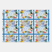 タイル、地中海のマジョリカ、シチリアスタイル ラッピングペーパーシート (正面2)