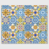 タイル、地中海のマジョリカ、シチリアスタイル ラッピングペーパー (フラット)