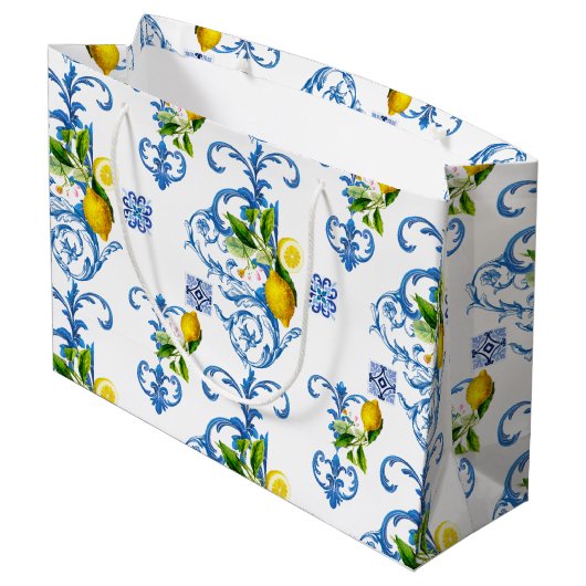 タイル、地中海のマジョリカ、シチリアスタイル      ラージペーパーバッグ (裏面アングル)