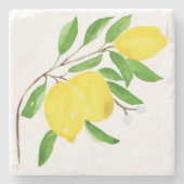 タイル，地中海のマジョリカ，シチリアスタイル，レモン ストーンコースター (正面)