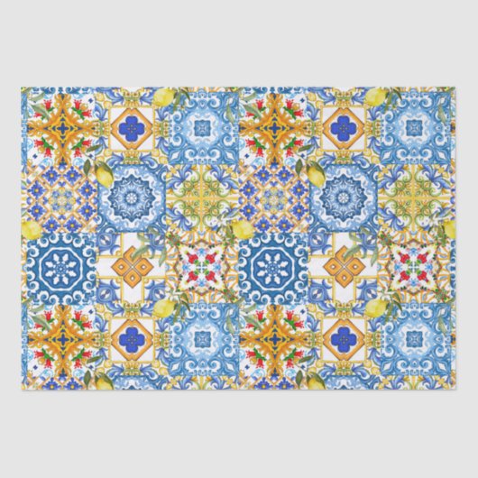 タイル、地中海のマジョリカ、シチリアスタイル 薄葉紙 (正面)