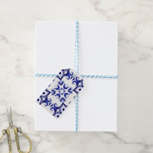 タイル、地中海のマジョリカ、シチリア島。 ギフトタグ (より糸付き)