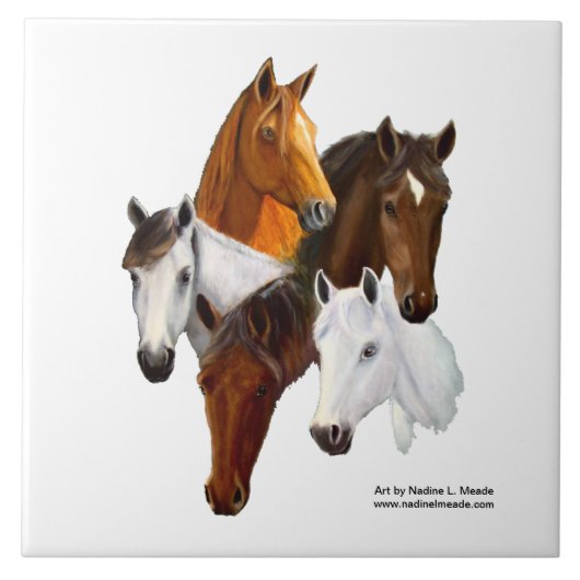 タイル、5つの馬頭部 タイル (正面)