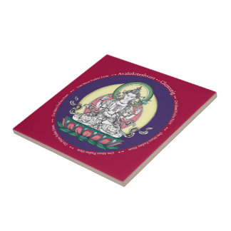タイル- Avalokiteshvara (Tib: Chenrezigの)同情 タイル