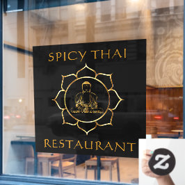 タイレストランのゴールデンブッダのフロントウィンドをカスタマイズ ウィンドウサイン