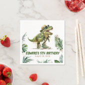 タイロナサウルスレックス恐竜の誕生日パーティー スタンダードカクテルナプキン (インサイチュ)