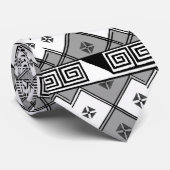 タイヴィンテージギリシャプリント白黒 ネクタイ (ロール)