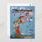 タイヴィンテージ航空旅行ポスター復元 ポストカード (正面/裏面)