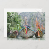 タイ伝統的のロングボート ポストカード (正面/裏面)