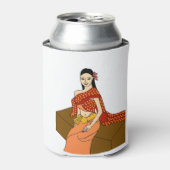 タイ伝統的ドレス – タイ美しい! 缶クーラー (缶正面)