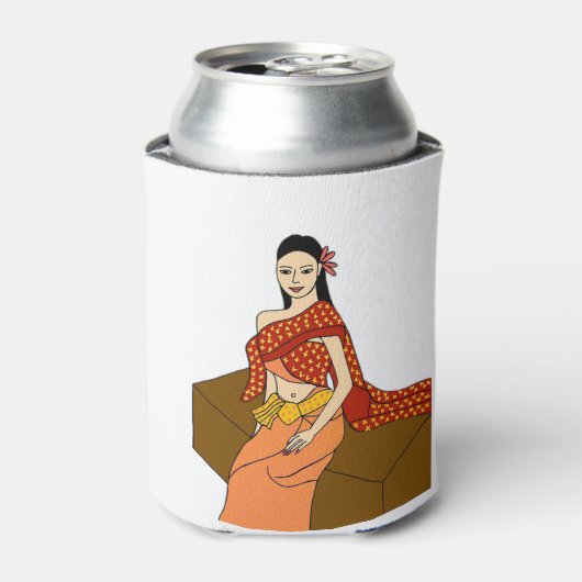 タイ伝統的ドレス – タイ美しい! 缶クーラー (缶正面)