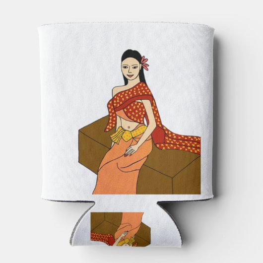 タイ伝統的ドレス – タイ美しい! 缶クーラー (裏面)