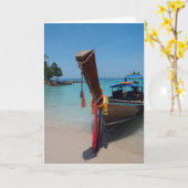 タイ伝統的ボート カード (黄色い花)