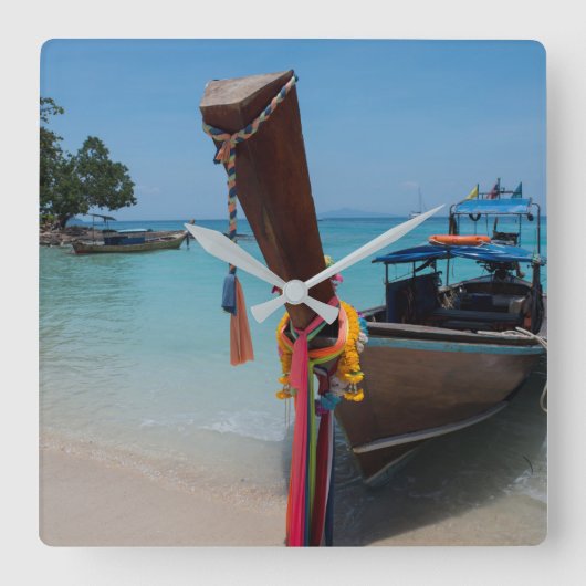 タイ伝統的ボート スクエア壁時計 (正面)