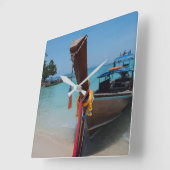 タイ伝統的ボート スクエア壁時計 (傾斜)