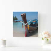 タイ伝統的ボート スクエア壁時計 (ホーム)