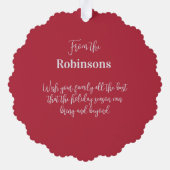 タイ信じプログラフィックSantaとReindeer オーナメントカード (裏面)