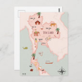 タイ図解入りの、写真付きのの地図 ポストカード (正面/裏面)