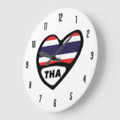 タイ国コードTHAフラグハート ラージ壁時計 (傾斜)