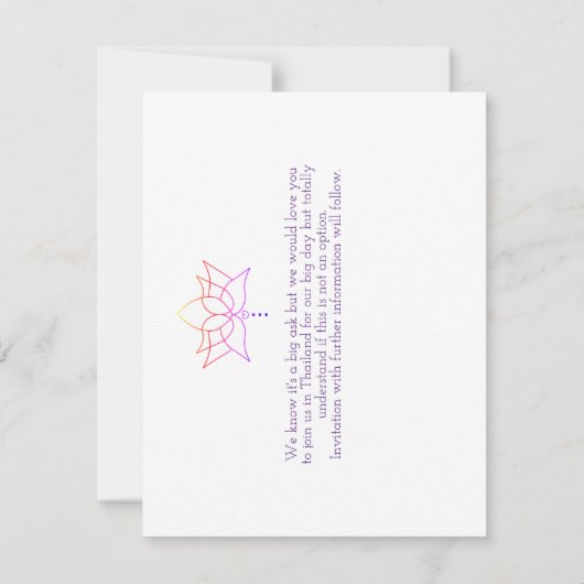 タイ国外の結婚式は日付を保存 セーブザデート (裏面)