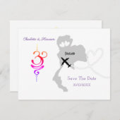 タイ国外の結婚式は日付を保存 セーブザデート (正面/裏面)