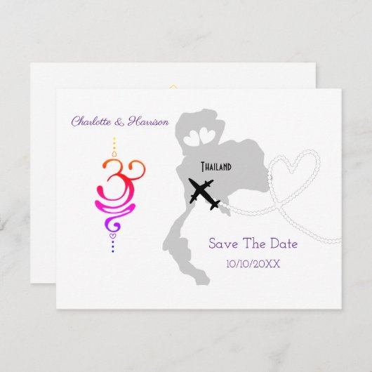 タイ国外の結婚式は日付を保存 セーブザデート (正面/裏面)