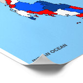 タイ国政地図国旗 ポスター (角)