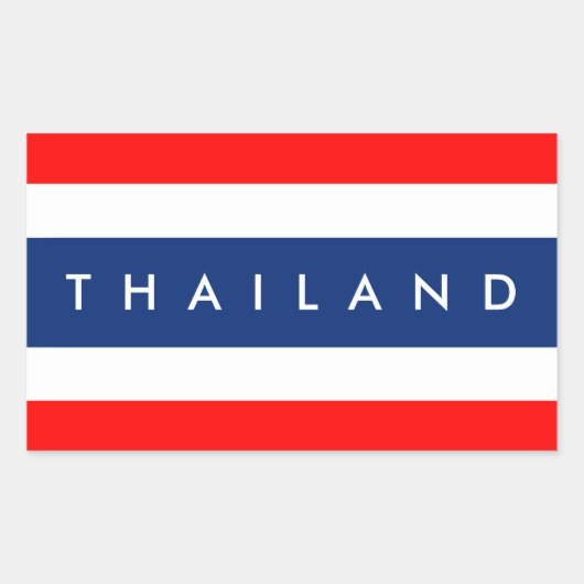 タイ国旗の国のシンボル名文字 長方形シール (正面)