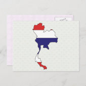 タイ国旗の地図のフルサイズ ポストカード (正面/裏面)