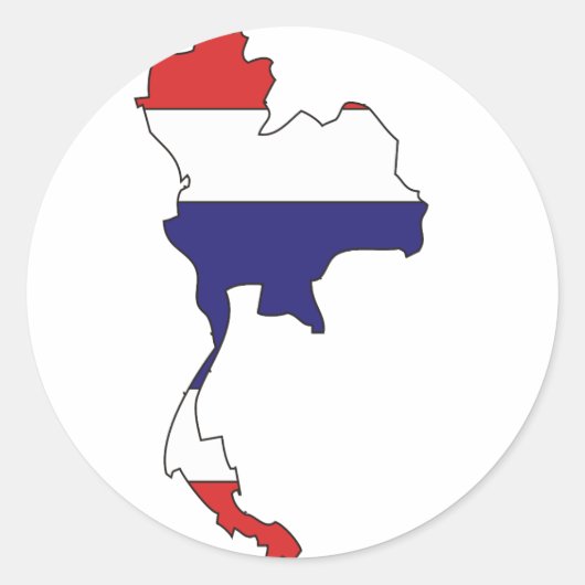 タイ国旗の地図 ラウンドシール (正面)
