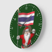 タイ国旗を持つ甘いサンタクロース ラージ壁時計 (傾斜)