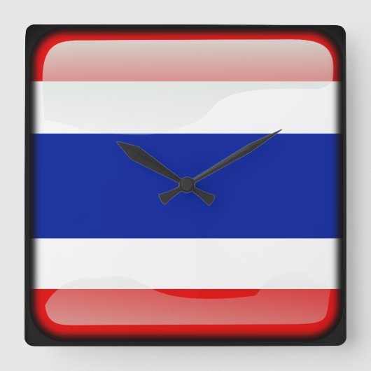 タイ国旗 スクエア壁時計 (正面)
