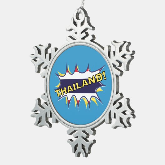 タイ国旗POWスターバースト スノーフレークピューターオーナメント (右)