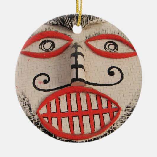 タイ幽霊顔ピタコンマスクフェスティバルローイ セラミックオーナメント (正面)