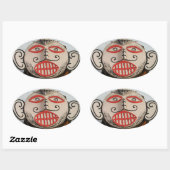 タイ幽霊顔ピタコンマスクフェスティバルローイ 楕円形シール (シート)