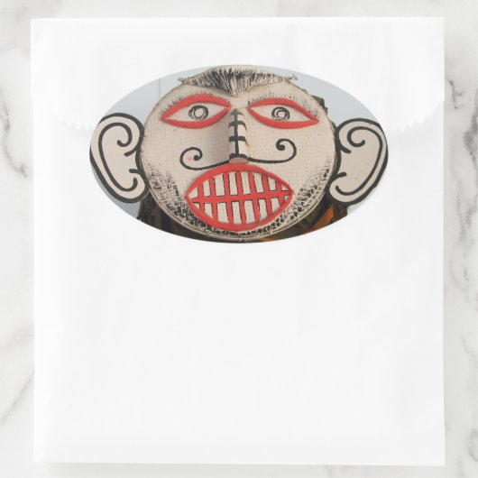 タイ幽霊顔ピタコンマスクフェスティバルローイ 楕円形シール (バッグ)