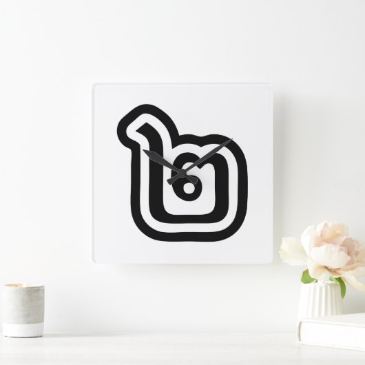 タイ数字2 / 2 / ๒ （歌）タイ語スクリプト スクエア壁時計 (ホーム)