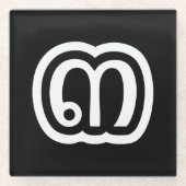 タイ数字3 / 3 / ๓ (Sam)タイ語スクリプト ガラスコースター (正面)