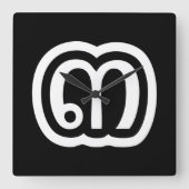 タイ数字3 / 3 / ๓ (Sam)タイ語スクリプト スクエア壁時計 (正面)