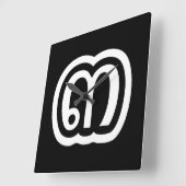 タイ数字3 / 3 / ๓ (Sam)タイ語スクリプト スクエア壁時計 (傾斜)