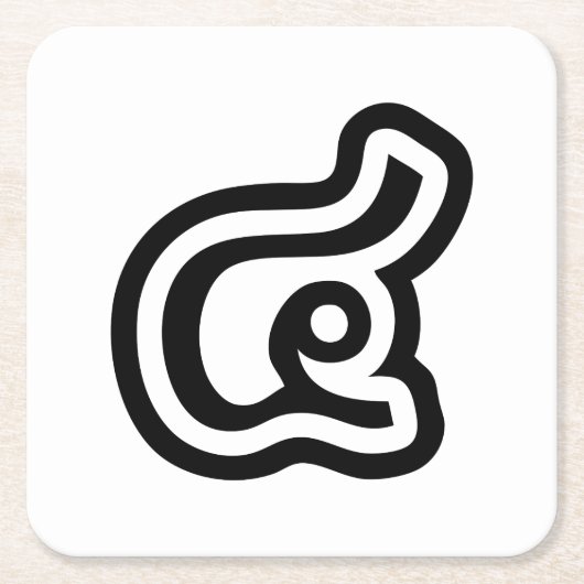 タイ数字4 / 4 / (๔参照/Si)タイ語スクリプト スクエアペーパーコースター (正面)