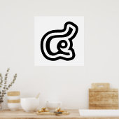 タイ数字4 / 4 / (๔参照/Si)タイ語スクリプト ポスター (キッチン)