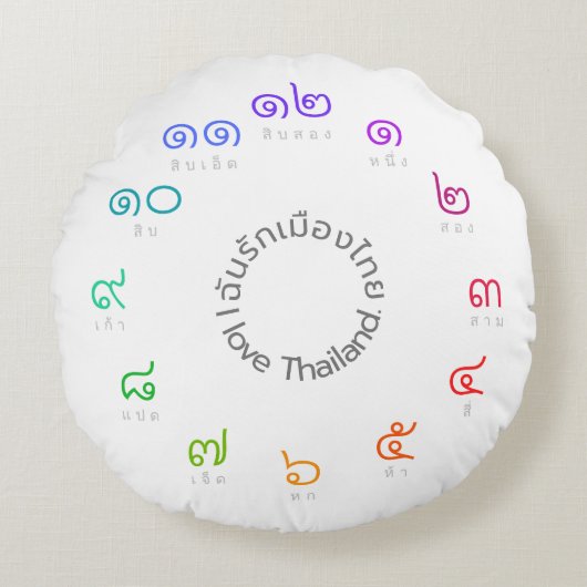 タイ数装飾用クッション"私は愛しますタイ"を ラウンドクッション (正面)